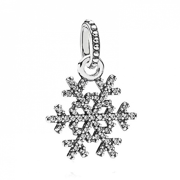 Pandora Silver CZ Winter Kiss Christmas Snowflake Charm - Picture 2 of 5